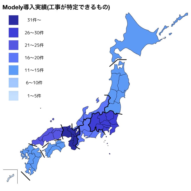 地域別Modely導入件数マップ