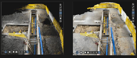 点群と3Dメッシュの比較画像