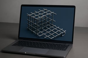 laptop monitor 3d rebar model image on the screen-3